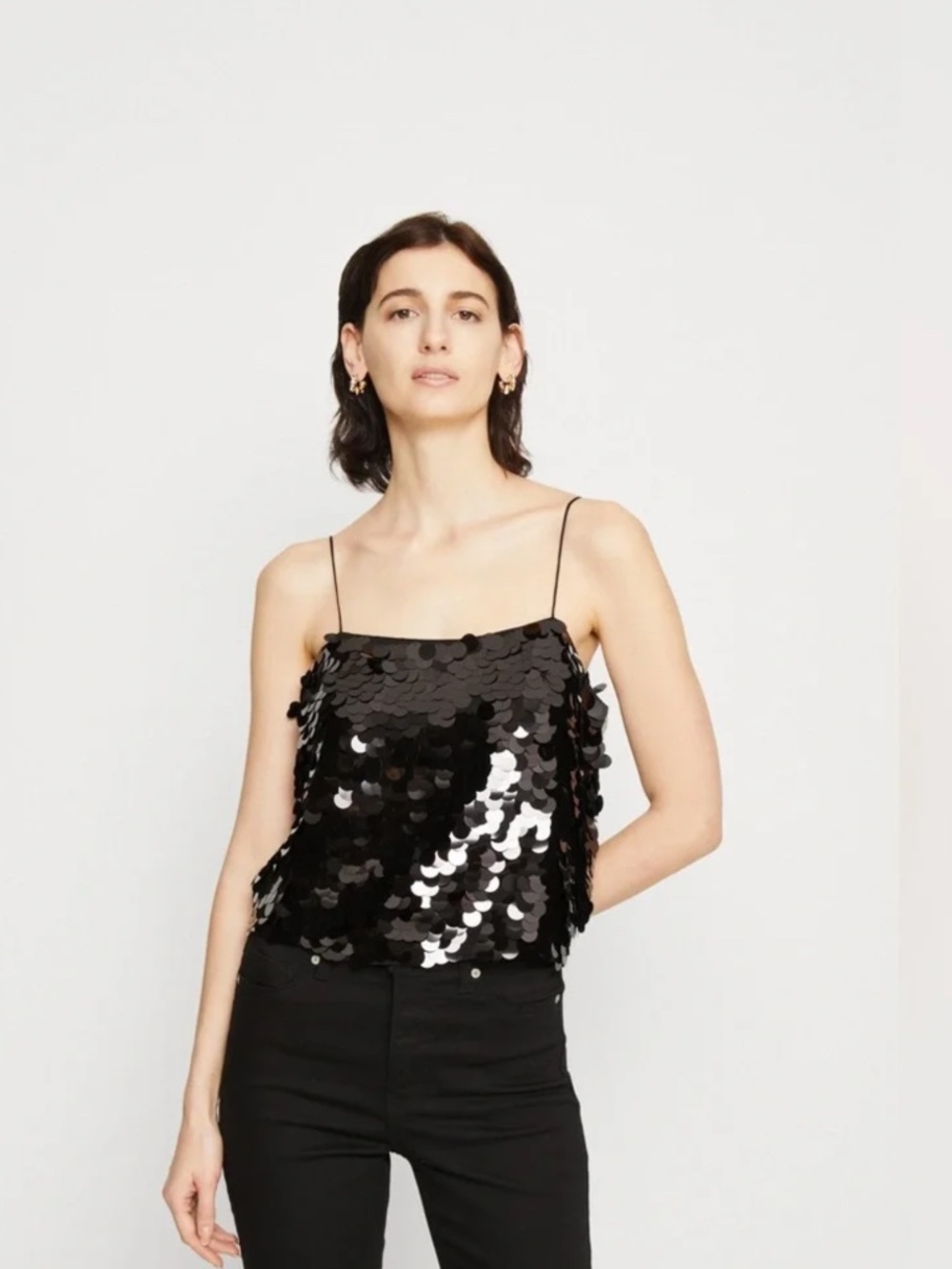 NWT! 🖤 Banana Republic Teia Sequin Top, Black, Size L